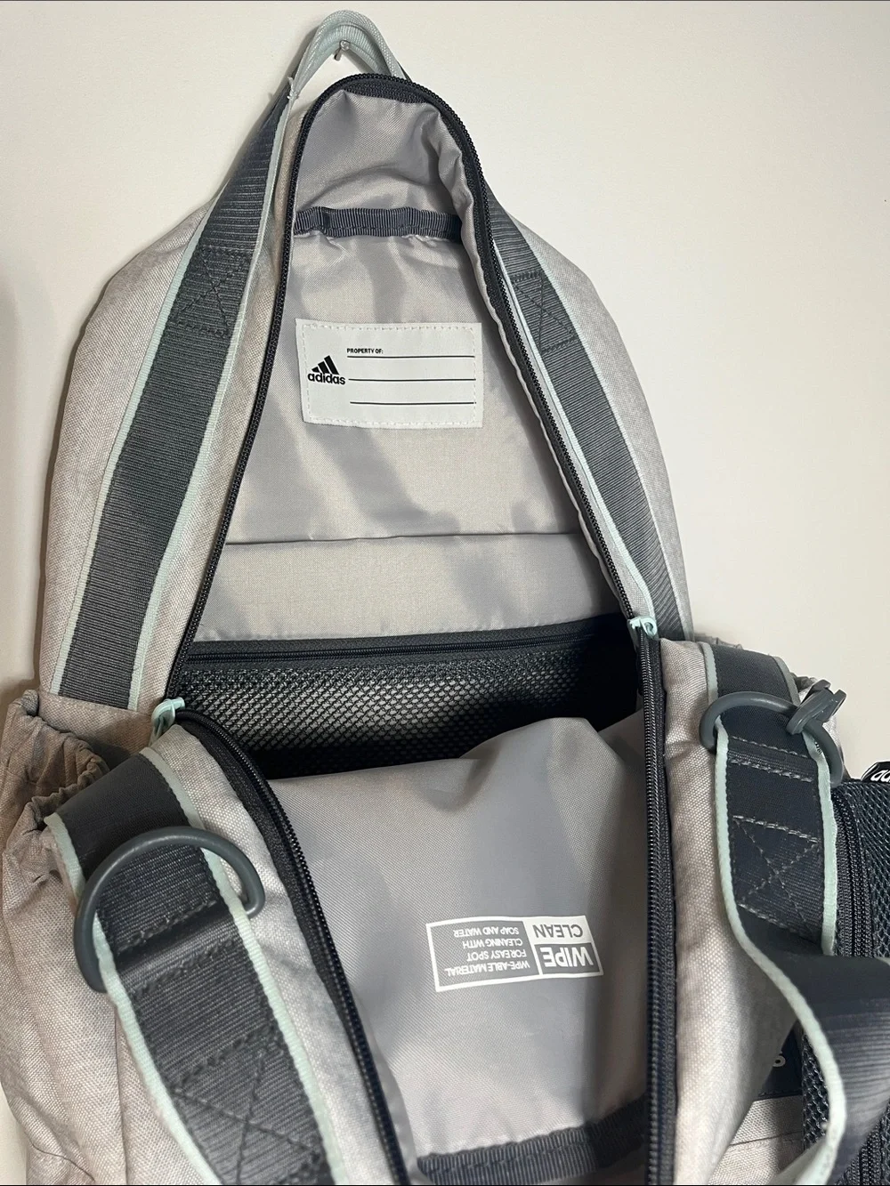 adidas Light Gray Backpack with Mint Blue Accents - Picture 7 of 11